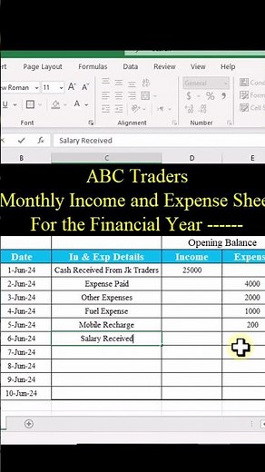 Income & Expense Sheet MS Excel #excel #techcampusyt #exceltips #microsoftoffice