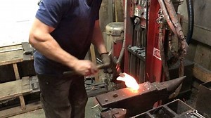 Forging the hammer head on a trappers hatchet. The trappers has been one of our best selling axes. Probably because it's awesome, but also because the hammer head on the back gives you greater versatility. Pre order at www.hoffmanblacksmithing.com | Hoffman Blacksmithing