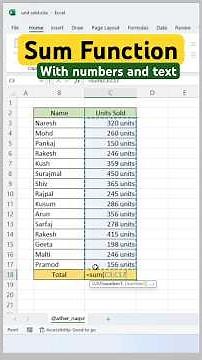 How to Use the SUM Function with Text and Numbers in Excel #excelshorts #ytshorts #exceltips