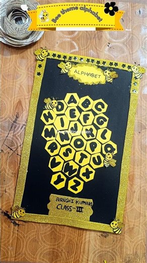 Alphabet chart 🐝 bee theme alphabet chart for school project 🐝🐝 #schoolproject