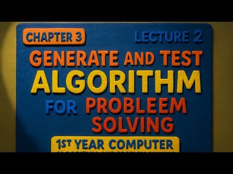 Generate and Test Algorithm | Algorithm for problem solving | chapter 3 lecture 2 |1st year computer