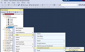 Database security testing using SQL Server Vulnerability Assessments