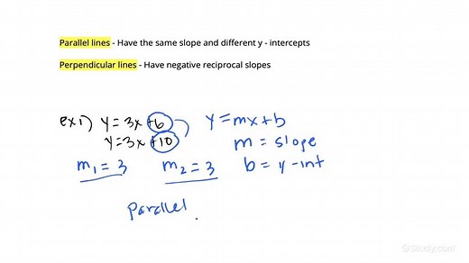 Identifying Parallel and Perpendicular Lines From Equations | Algebra | Study.com