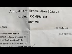 class 8 computer question paper for annual exam 2023-24 / computer paper class8/ doe/cbse 2024