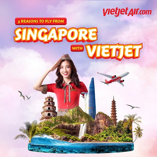 Your long awaited Vietnam trip is just a few clicks away! ✈️ routes available: Singapore - Ho Chi Minh City | Hanoi | Da Nang Your first step to Vietnam is Vietjet. 🙌 Book from Wednesdays to Fridays for fares as low as SGD 80*: https://bit.ly/VietjetServicesSGFB *T&Cs apply #Vietjet #EnjoyFlying | Vietjet