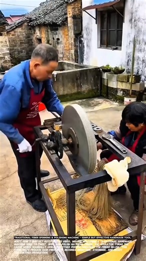 Traditional Fiber Spinning & Polishing Machine – Simple but Effective Handmade Tool.