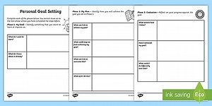 Personal Goal Setting Template Activity Sheet