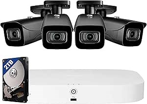 Lorex Fusion 4K Security Camera System w/ 2TB NVR - 8 Channel Wired Home Security System w/ 4 Metal Cameras - Motion Detection, Color Night Vision, Weatherproof, 105° Field of View Surveillance