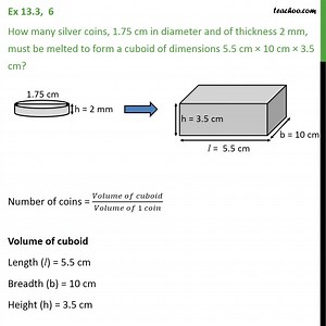 Question 6 - How many silver coins, 1.75 cm in diameter - Converting o