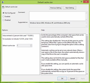 Configure amount of Disk Space to use for Offline Files in Windows 11