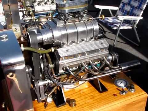 Blown , Supercharged Miniature Model V-8 Engine