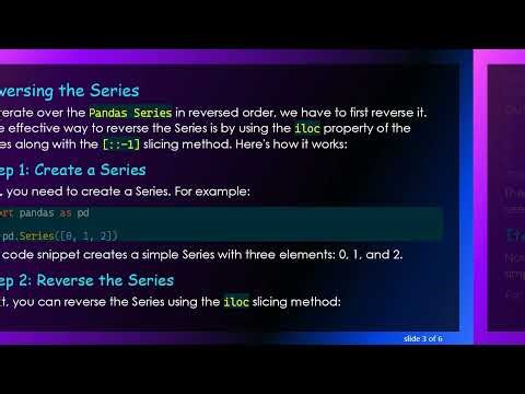 How to Iterate Over a Pandas Series in Reverse Order?