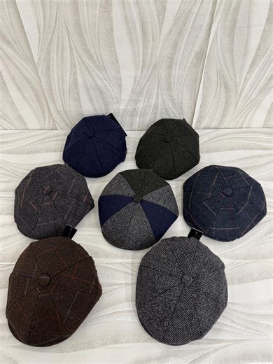 Herringbone Wool Newsboy Cap: Peaky Blinders Style Irish Flat Cap - Etsy