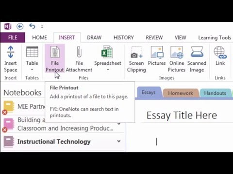 Insert a Word Document from OneDrive into OneNote as a Printout