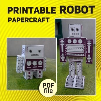 Printable Robot Papercraft | DIY 3D Coloring & Fine Motor Skills for Kids
