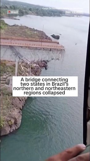 Motorists stop seconds before a bridge in Brazil begins to crack and collapse