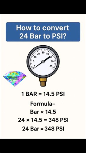 How to Convert 24 Bar to PSI ❓❓❓ . . #pressure #gauge #reelschallengereelschallenge #fbpost2025シ #viralpost2025シ #viralchallengevideochallenge #viralpost2024シ #reelsviralシfbRavelyn #viralpost2025 #usareelslove #viralpost2024 #IndustrialApplications | Fire-fighting and Fire Alarm system