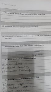 Name three methods of sampling materials.Name four methods for... | Filo