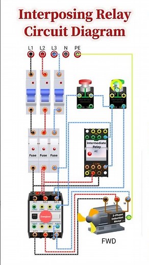 Interposing Relay Circuit Diagram,How to Control a Motor Using an Interposing Relay #electrical