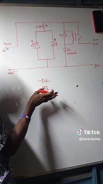Objective of the Circuit: This is a reverse polarity protection circuit with indication using a relay and two LEDs (red and green). It protects a device from damage if the input DC voltage is connected the wrong way (reverse polarity) and indicates whether the input polarity is correct (green LED ON) or incorrect (red LED ON). How the Circuit Works: Input Supply: A DC voltage ( 12V DC) is connected at the