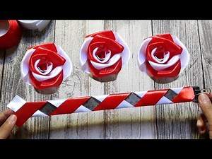 Amazing ribbon flower trick / easy rose making with Ruler /ribbon flower crafts ideas