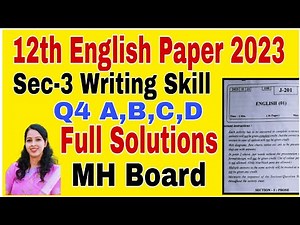 12th English Paper 2023 Section 3 Writing Skill Full Solution Set J201 Maharashtra Board