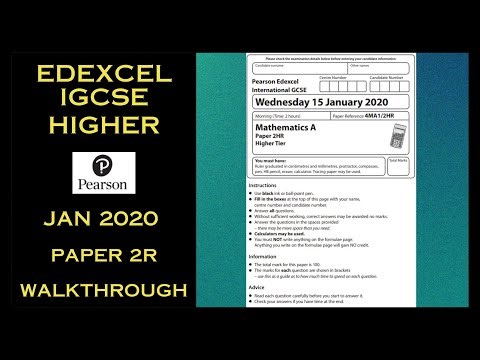 Edexcel International GCSE Maths Higher - January 2020 - Paper 2R - Worked Solutions