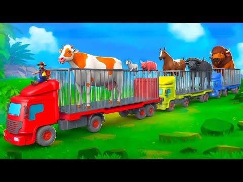 Color Trucks 🚚 Transport Farm Animals 🐮🐷 Fun Animal Trip!