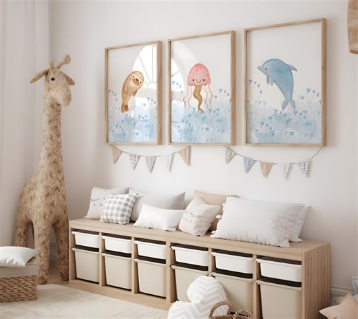 Under the Sea Nursery Prints, Nautical Ocean Animal Posters, Fun Nursery Prints Set, Sea Animal Wall Art, Playroom Decor - Etsy Canada