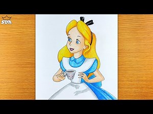 How To Draw Alice In Wonderland || How To Draw Alice In Wonderland Step By Step With Color Pencil