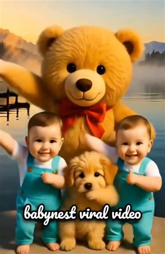 Twin Babies, a Puppy & a Giant Teddy Dancing at Sunrise?! 😍🐶🧸✨
