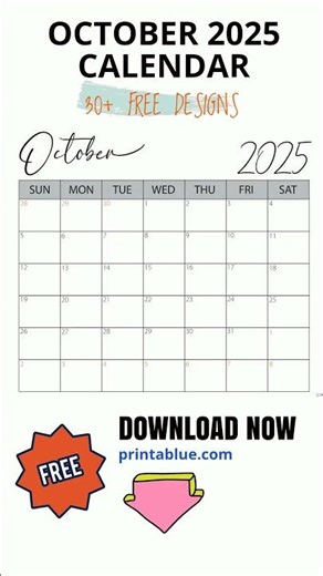 October 2025 Calendar Free Download