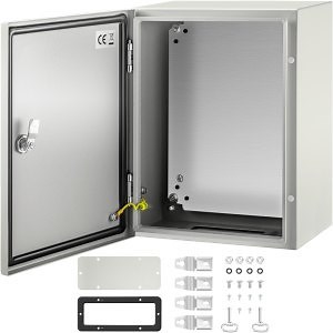 VEVOR NEMA Steel Case, Dimensions 16x12x8 inches, NEMA 4X Steel Electric Enclosure, IP66 Rated for Water and Dust Resistance, Suitable for Both Outdoor and Indoor Use, Includes Mounting Plate  | VEVOR US