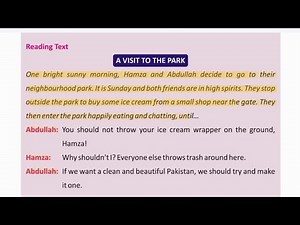 A visit to the park // English Class 6 Sindh Textbook board //Lesson 1 // practising cleanliness