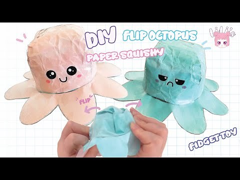 DIY Paper Squishy Flip Octopus Fidget Toy [Step by Step Tutorial with Free Print Template]