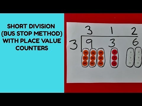 Short division (bus stop method) 3 digits divided by 1 digit using place value counters