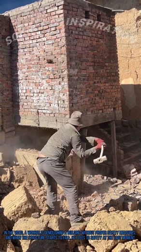 Dangerous Building Demolition: Worker Narrowly Escapes Collapse