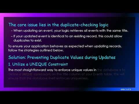 How to Avoid Saving Duplicated Values During Updates in MVC Applications
