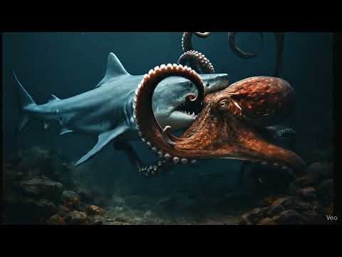 Shark vs Octopus Underwater Fight- Deep Sea Battle