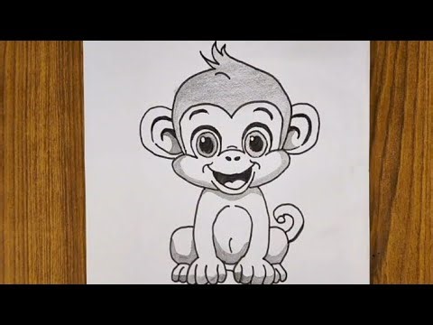 How to Draw a Cute Monkey | Step by Step Easy Monkey Drawing Tutorial .