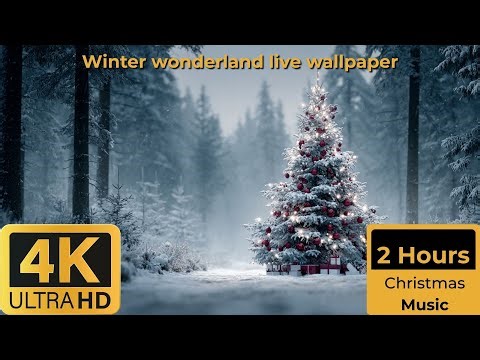 Cozy Christmas Tree Winter Wonderland Desktop Live Wallpaper Christmas Music 4K 2 Hours #christmas