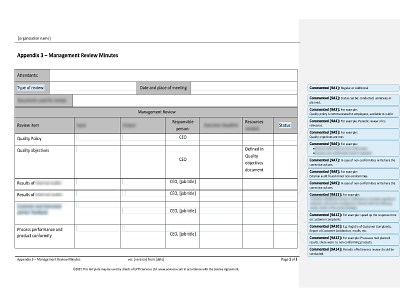 Management Review Minutes [ISO 9001 templates]