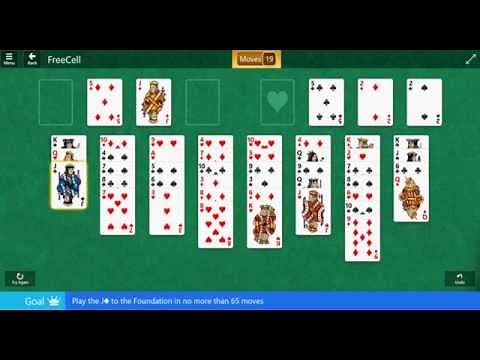 Windows 10 Anniversary: FreeCell\\Hard - Play the J♣ to the Foundation in no more than 65 moves