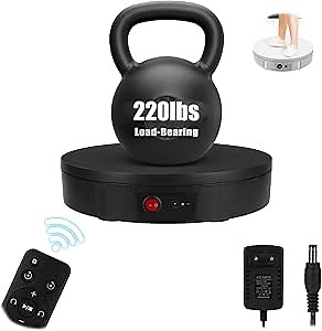 Rotating Display Stand 11.8'' Motorized Turntable Stand Spinning Photography Turntable(Black Wired Charge/with Remote controller)