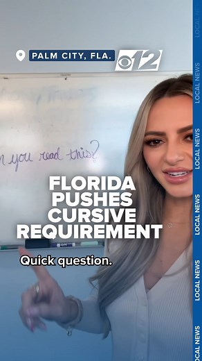 93K views · 2.7K reactions | A Florida House bill for 2026 would require public school students in grades 2–5 to learn cursive and prove proficiency by fifth grade. CBS12's Katie Bente reports. Read more: https://bit.ly/3LDPlM1 | CBS 12 News | Facebook