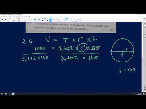 Maths Literacy 2020: Measurement: Volume and Capacity of a Tank