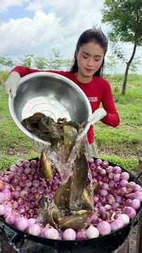 Cooking yummy wash fish with onion deep fried recipe