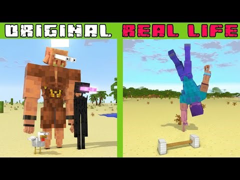 Weightlifting Zombie and Buff Herobrine 〄 ⌚ | Original vs Real Life | Minecraft Animation