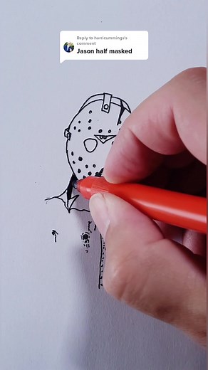 How to Draw Jason Voorhees Half Mask | Friday the 13th Drawing Tutorial