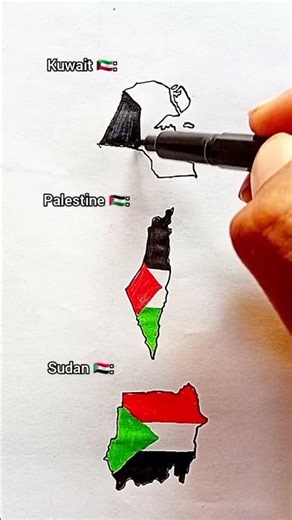 Draw Flag Map of Kuwait 🇰🇼 #kuwait